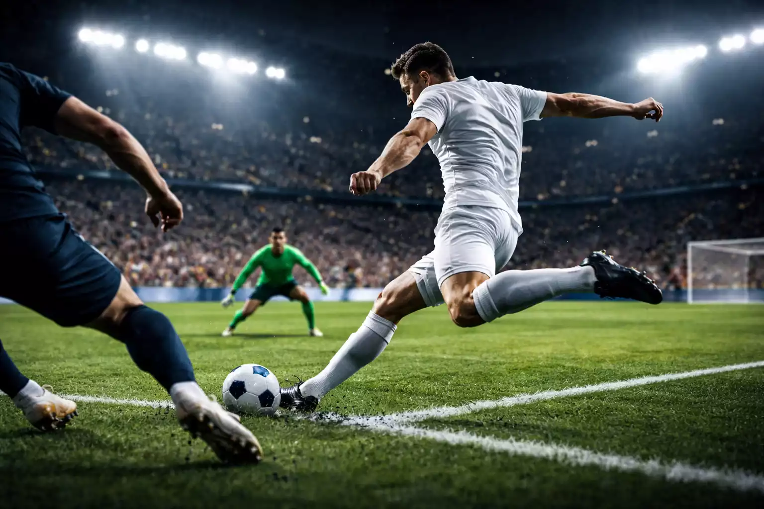 Smartphone met live voetbalwedstrijd en statistieken